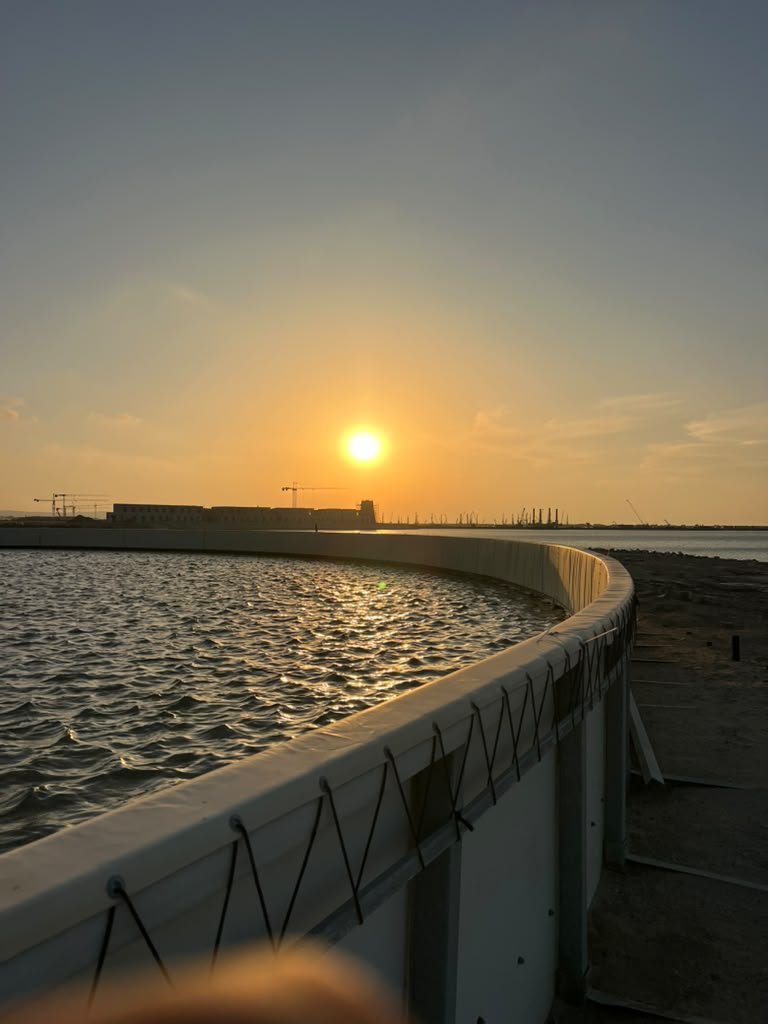 The pool at sunset by the Caspian Sea